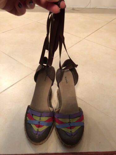 Primary image for EUC Marc by Marc Jacobs Wedge Espadrilles "Rossimoda" Taffeta Lame SZ 7