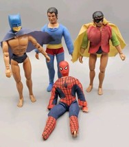 VTG 1974 MEGO Lot - Superman, Batman, Robin &amp; Spiderman Action Figures Hong Kong - $46.74