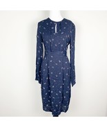 Noa Noa Womens Dress Blue Size 34 Small Long Sleeve Belted Round Neck - $419.93 MXN