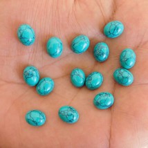8x10 mm Oval Lab Created Blue Turquoise Cabochon Loose Gemstone Lot 10 pcs - $8.54