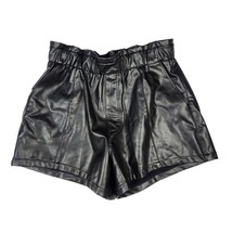 Abercrombie &amp; Fitch Shorts Womens Medium Faux Leather Black Bottoms Elas... - $42.68 CAD