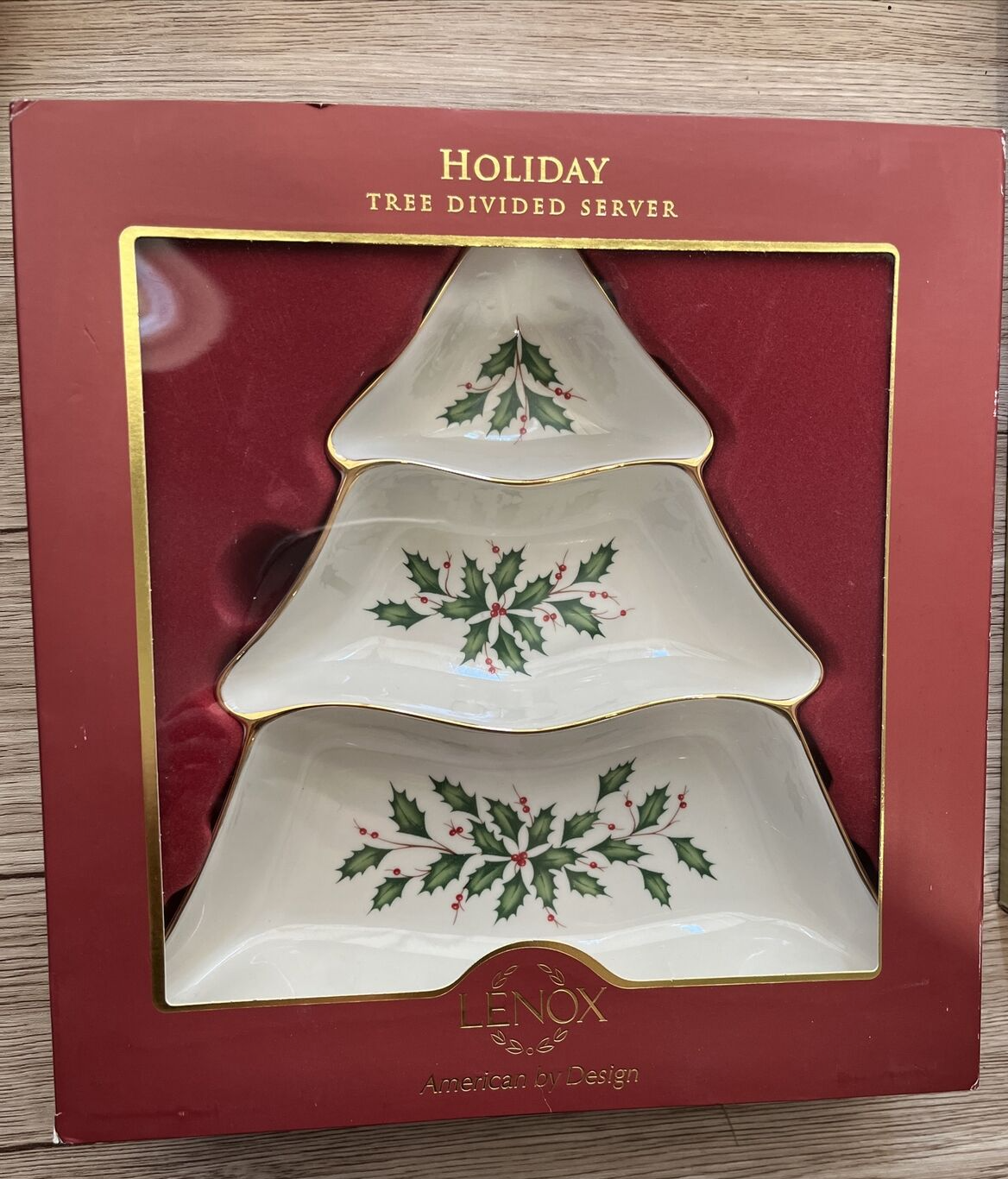 Primary image for Lenox  Vintage Lenox Holiday Tree Divided Server 9" long Brand NEW in Box