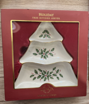 Lenox  Vintage Lenox Holiday Tree Divided Server 9&quot; long Brand NEW in Box - £25.52 GBP