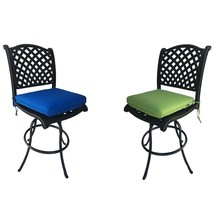 Patio Bar Stools Set of 2 Swivel Outdoor Furniture Cast Aluminum Sunbrella Seats - £1,121.96 GBP