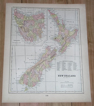 1895 Original Antique Map Of New Zealand / Verso Australia Victoria - £15.40 GBP