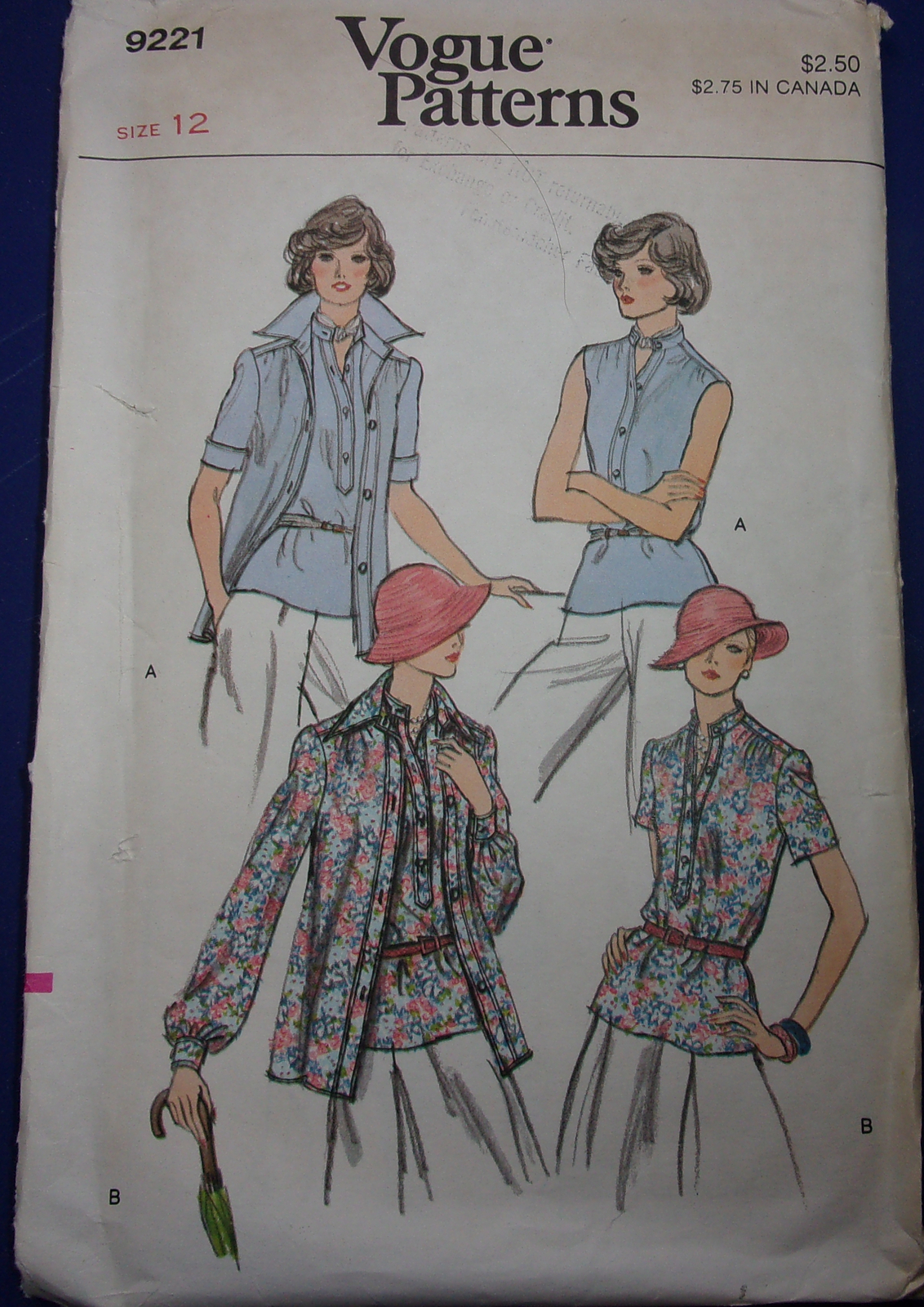 Vogue Misses’ Shirt Jacket & Overblouse Sizes 12 #9221  - $6.99