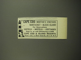 1960 Cape Cod &amp; Island Resorts Ad - Martha&#39;s Vineyard Nantucket Block Island - £11.79 GBP