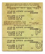 1948 Pennsylvania  Motor Vehicle Registration for Oldsmobile CH - $206.03 MXN