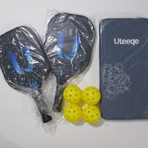 Uteeqe Pickleball Paddle Set 2 Graphite Surface Paddles With Box USAPA Approved - $39.57