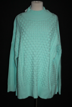 Crown &amp; Ivy Women&#39;s Sweater Cowl Neck Mint Green Cable Knit Size XL X-La... - £17.69 GBP