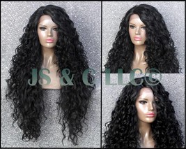 Extra Long Spiral Curly Full Volume Lace Front Human Hair Blend Heat Safe Daily  - $129.95