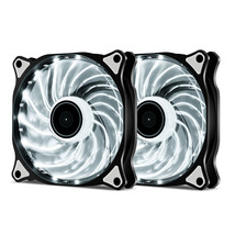 2 Pack 120mm WHITE LED Computer PC Case Cooling Fan Quiet Sleeve Bearing Vetroo  - £13.93 GBP