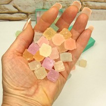 GLOW IN THE DARK sugar coated mini cubes 13mm Pastel colors Small gift in box - £7.96 GBP