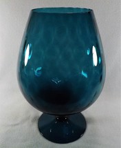 Lovely MCM Large Art Glass Footed Terrarium Aquarium Blue Glass Quilted Pattern - £18.56 GBP