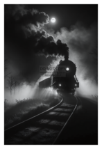 Train On Railway Burning Coal Dark Horror Halloween Noir 4X6 Photo - £6.31 GBP