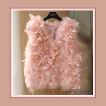 Many Petal Ostrich Hair Feather Fur Vests Vouge Fashion Furs Worn w/ Everything image 3