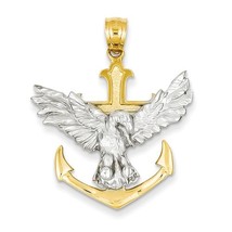 14K Two Tone Mariners Cross with Eagle Pendant - £275.21 GBP