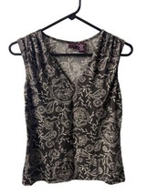 Merona Knit Top Womens Size Small Brown Floral Stretch Knit  Sleeveless ... - $8.42