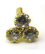 Indian Style CZ Studded Body Piercing Nose Stud Pin Solid Real 14k Yello... - $16.80