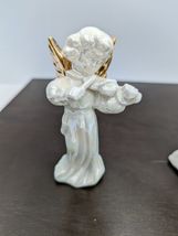 Angels Cherubs Musicians Lusterware Ceramic Figurines Set of 3 Gilded Wings image 9