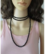 1920s Art Deco Flapper Sautoir Necklace 51&quot; Black Faceted French Jet Gla... - $203.49 CAD