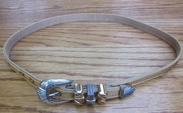 Ornate 1997 Womens Woven Gold Chain On Leather Belt (W27&quot; - W31&quot;) Brighton Spain - £22.03 GBP