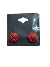 Orange Rhinestone Basketball Stud Post Earrings - New - £20.93 GBP