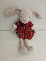 Jellycat Lottie Bunny Rabbit Red Plaid Dress Plush Stuffed Animal 11" - £19.40 GBP