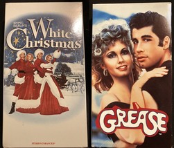 VHS 2 Grease/White Christmas Crosby,Kaye,Clooney,Travolta,Newton-JohnPET... - £6.46 GBP