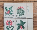 US Stamp Christmas Poinsettia/Holly/Flowers 5c Used Block of 4 - £1.47 GBP