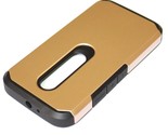 Motorola Moto G (3Rd Gen) - Hard Tpu Gummy Rubber Hybrid Case Cover Gold... - £13.47 GBP