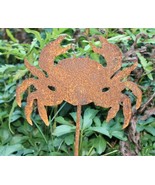Rusty Crab Garden Sign Stake Yard Lawn Ornament Nautical Seaside Rustic ... - £9.41 GBP