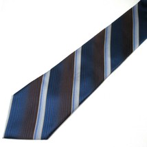 Perry Ellis Portfolio Blue Striped Silk Tie 59&quot; x 3.5&quot; - £12.63 GBP