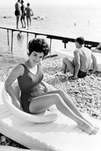 Connie Francis in Where The Boys are Leggy Pose in Bathing Suit Sitting On Beach - £19.70 GBP