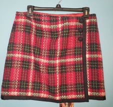 vineyard vines Festive Plaid Pink &amp; Navy Wool Wrap Mini Skirt - Women’s Size 10 - £40.12 GBP