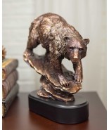 Wildlife Large Grizzly Bear Going Down Hill Bronze Electroplated Resin F... - $1,834.22 MXN