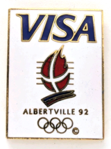 Albertville 1992 Winter Olympics Logo Pin VISA Sponsor Olympic Rings COJ... - $247.62 MXN