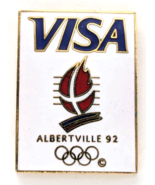 Albertville 1992 Winter Olympics Logo Pin VISA Sponsor Olympic Rings COJ... - $17.76 CAD