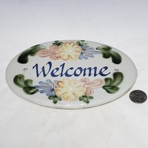 Louisville Stoneware Kentucky Ceramic Floral Welcome Plaque Wall Decor 8&quot; x 5.5&quot; - £15.14 GBP