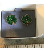 Vtg Avon Lucky Clover Priced Earrings With Surgical Steel Posts A10 - $652.86 MXN