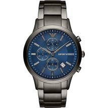 Emporio Armani AR11215 Renato Mens&#39; Classic Grey &amp; Blue Chrono Watch + Gift Bag - £126.13 GBP