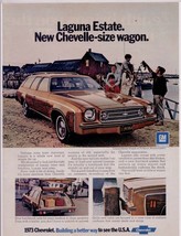 1973 Chevrolet Laguna Estate Print Ad, Zenith Color Tv Ad On Rev, Ready To Frame - £20.55 GBP