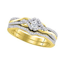 10kt Yellow Gold Princess Diamond Bridal Wedding Engagement Ring Set 1/3 Ctw - £471.02 GBP