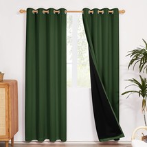 Deconovo 100% Blackout Curtains, Thermal, Set Of 2, 52W X 84L Inch Green - $57.99