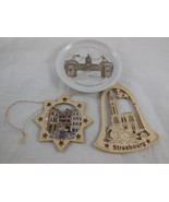 Laser cut Wooden Christmas Ornaments &amp; plate 3&quot; - 4&quot; Tall Strasbourg Ger... - $37.57 CAD