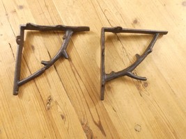 2 Cast Iron Tree Branch Shelf Wall Brace Rustic Wood Bracket **CASTING F... - $464.71 MXN