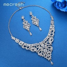 Mecresh Crystal Branch Bridal Wedding Jewelry Set for Women Rose Gold Color Earr - £21.54 GBP