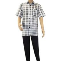 Men 2pc Walking Leisure Suit Short Sleeves By DREAMS Checker 282-00 Black White image 3
