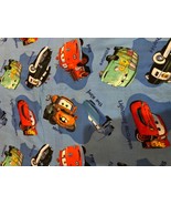 Disney Pixar McQueen CARS Blue Fabric 100% Cotton 1 yard Mater King Red ... - £14.56 GBP