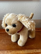 Super Cute Small Tan Plush Golden Retriever Puppy Dog Stuffed Animal w Pink Coll - £8.84 GBP